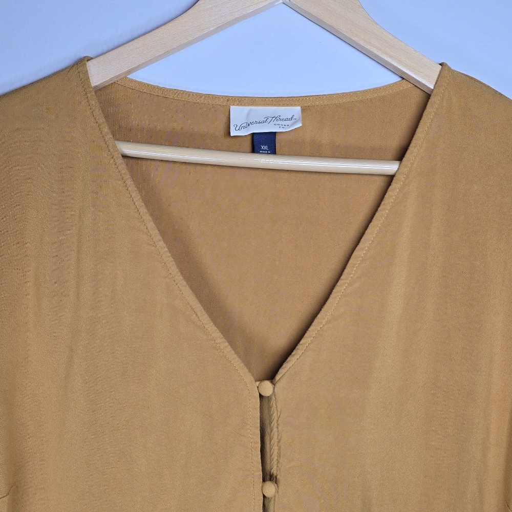 Universal Thread Ruffle Bell Sleeve Button Up Top… - image 4